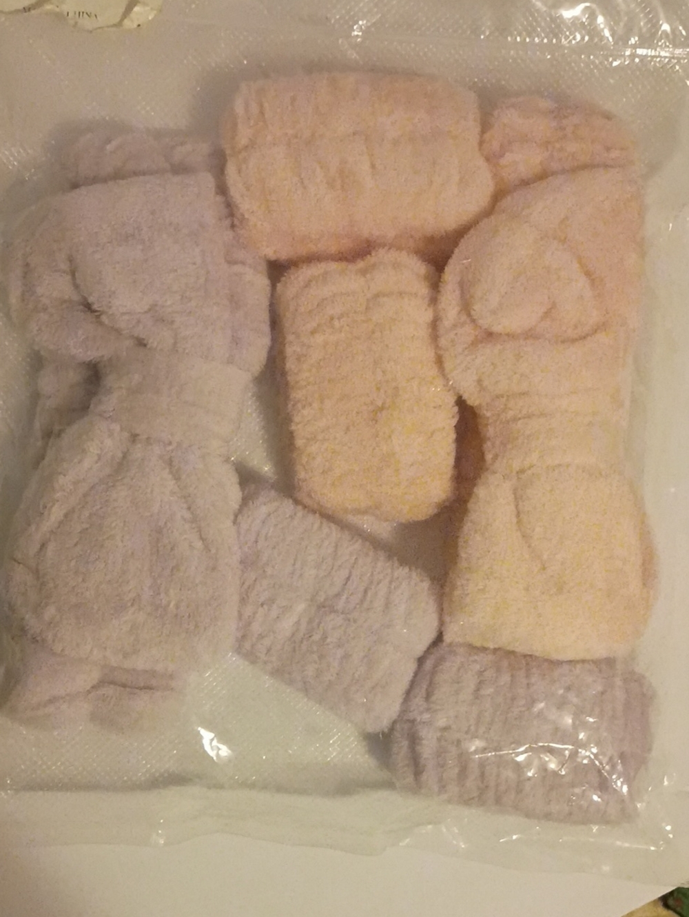 Cozy Plush Headband and Wristband Set - Pastel Pink & Purple